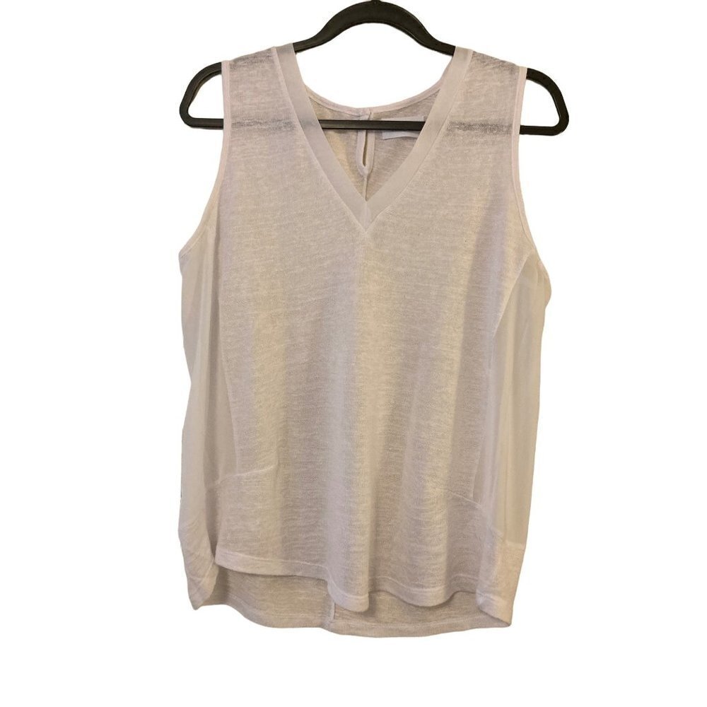 SAVIDA Women's Sleeveless White Top Shirt Shell Weightless Sheer Size 10 NWOT